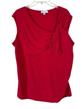 Dressbarn Red Sleeveless Blouse Plus Size 1X Career Office Layer Holiday Basic